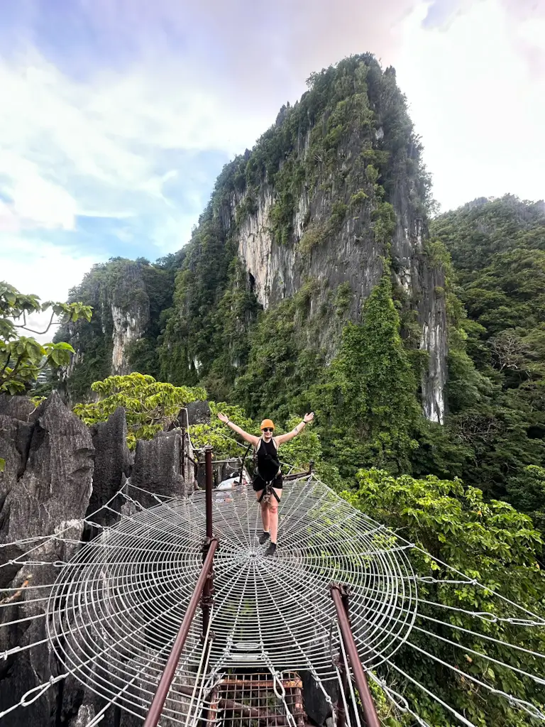 Spider web bridge adventure in Bohol, Philippines